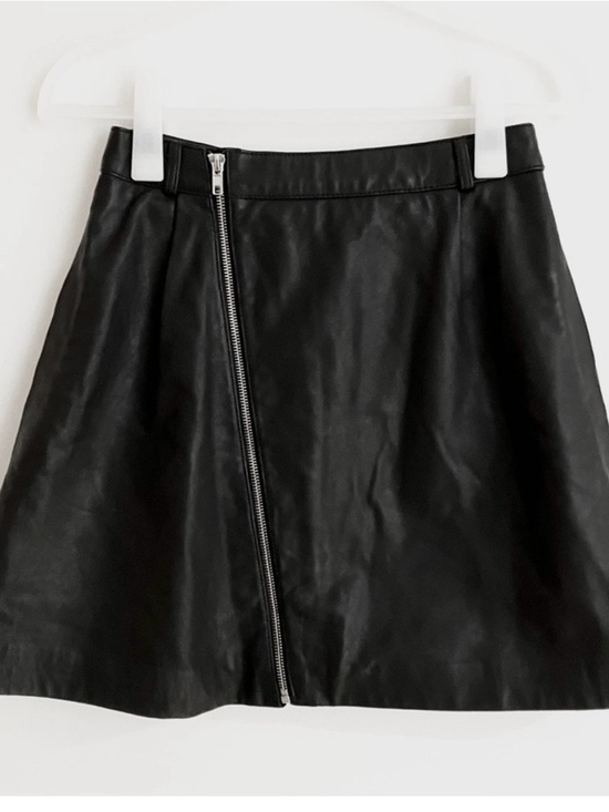 Maje Dresses & Skirts - Maje Black Faux Leather A-Line Skirt with Asymmetrical Zip